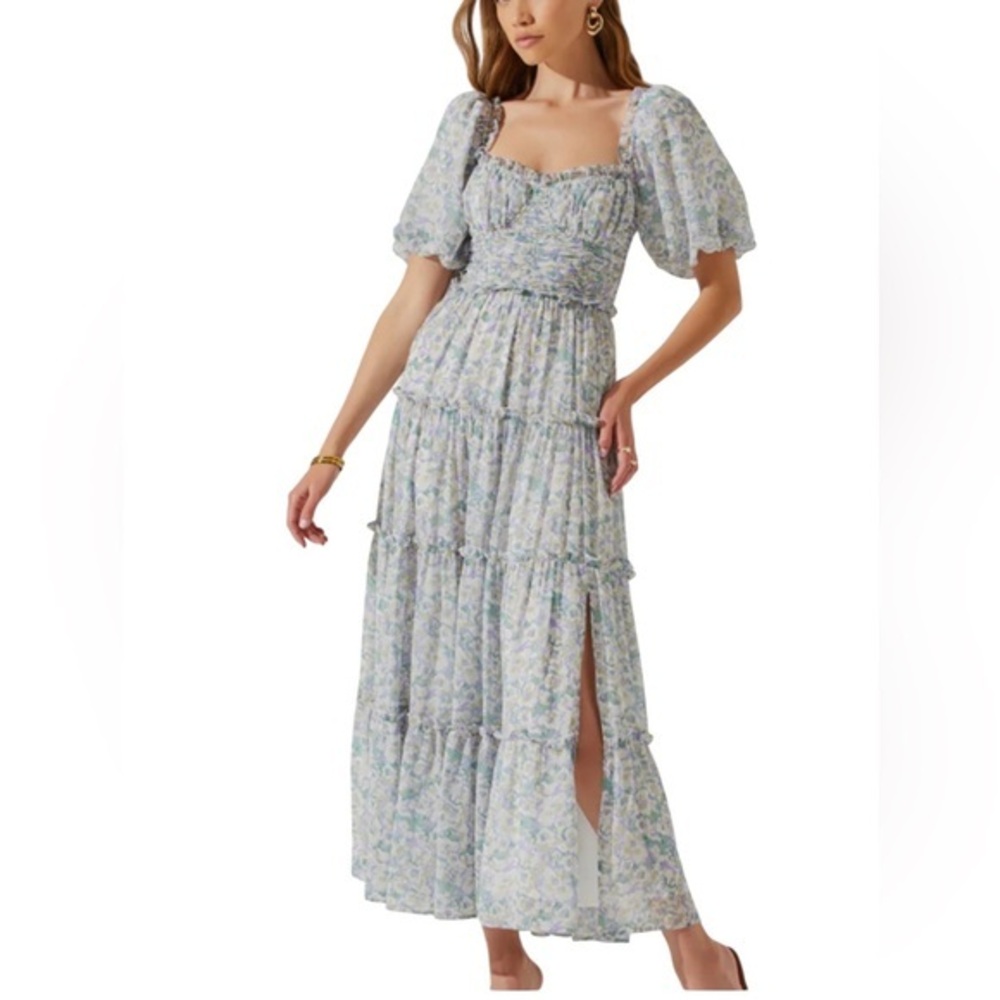 Astr Floral Prina Puff-Sleeve Floral Maxi Dress